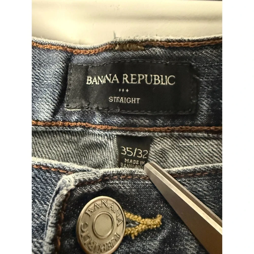 Banana Republic Wide Leg Straight Jeans‎ Men's 35x32 Dark Blue Denim Casual